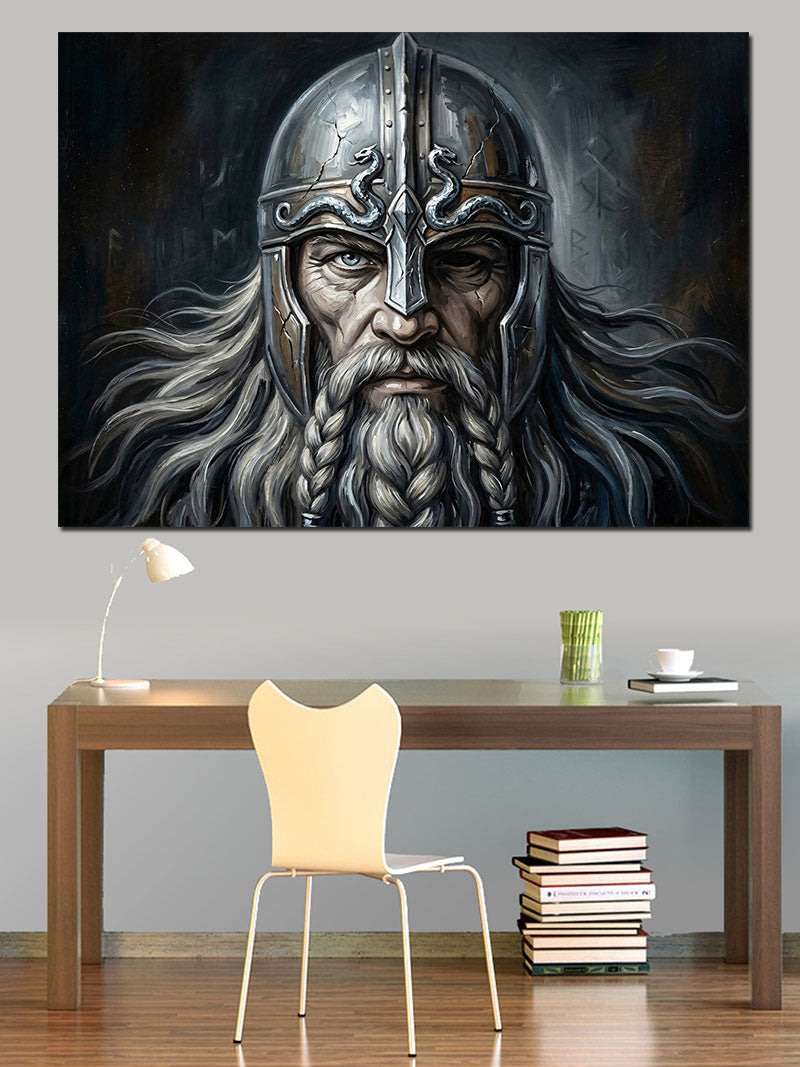 Zırhlı Ve Sakallı Viking Savaşçısı Kanvas Tablo