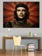 Che Guevara Ve Küba Bayrağı Kanvas Tablo