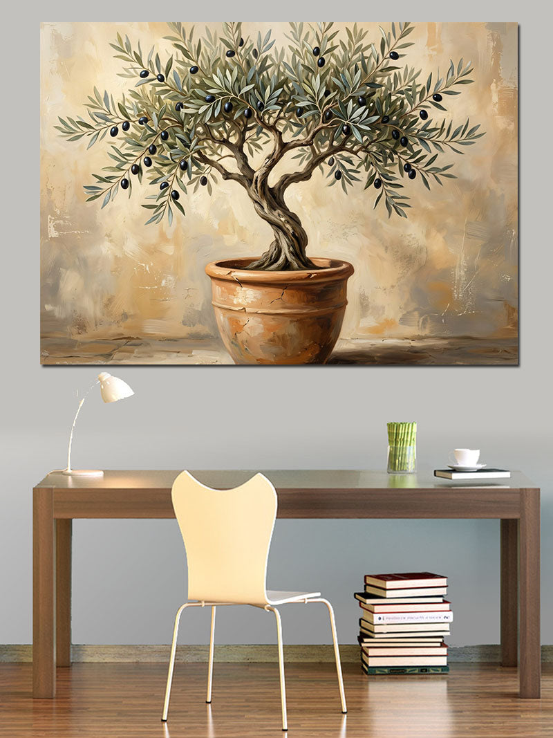 Saksıda Zeytin Ağacı Minimalist Pano Kanvas Tablo