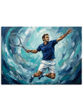 Dinamik hareket halinde tenis sporcusu.