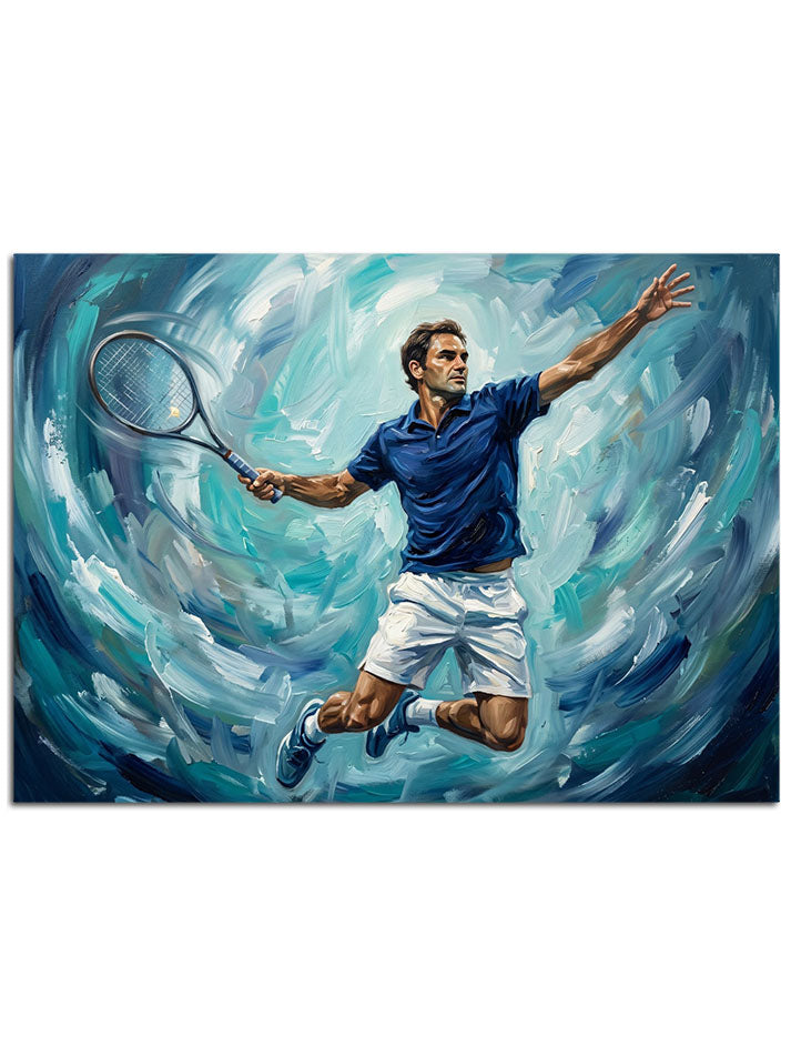Dinamik hareket halinde tenis sporcusu.