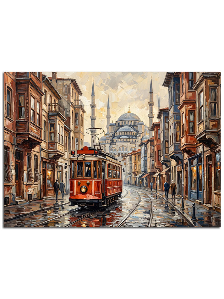 Kar yağışlı İstanbul İstiklal Caddesi.
