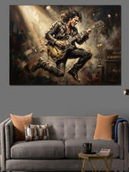 Gitar Çalan Rockçı Sahne Performansı Kanvas Tablo